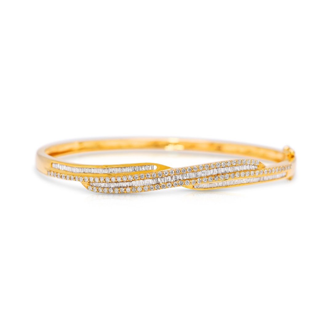 Refined 0.97ct Natural Diamond Cluster Bracelet in 9K Yellow Gold (New and Unworn)