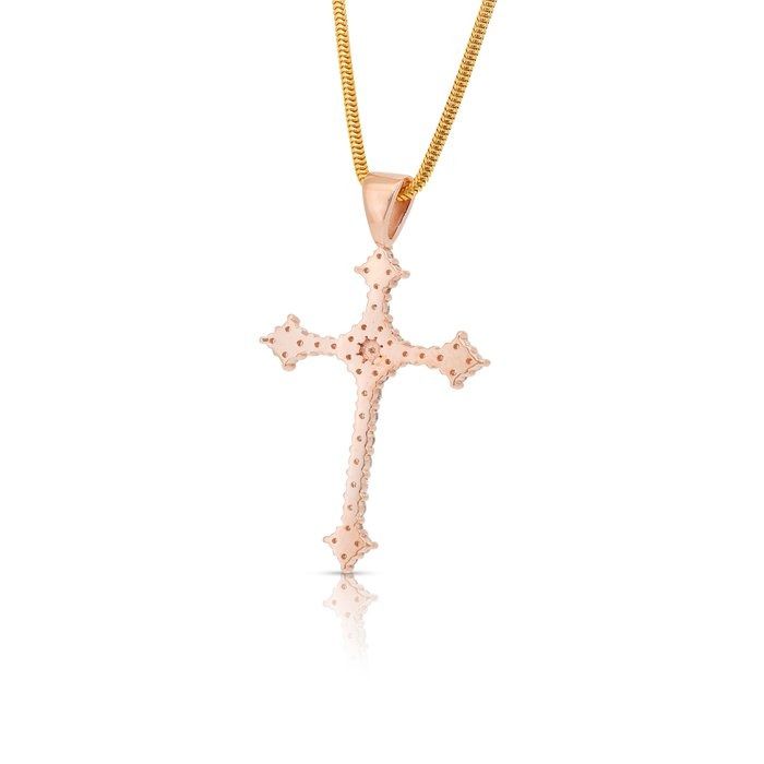 Refined 1.90ct Diamonds Necklace with Cross Pendant in 14k Rose Gold - IGI Certified