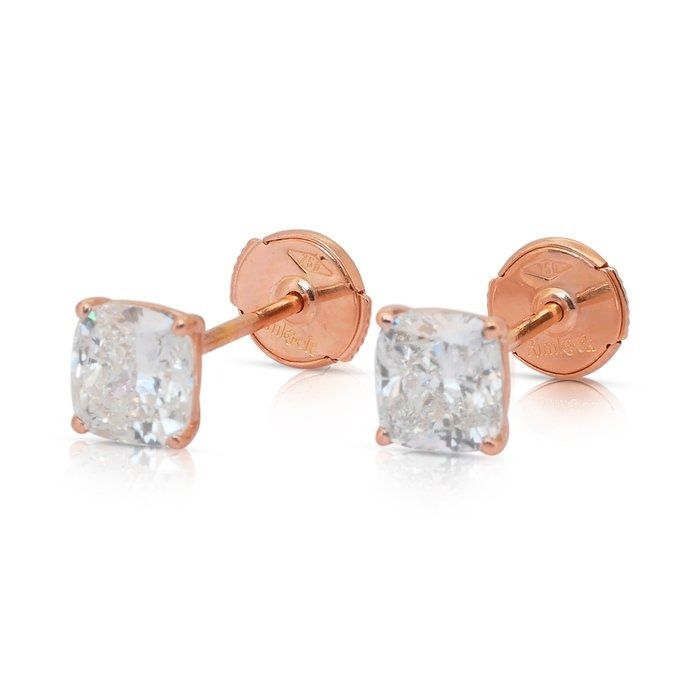 Refined 2.02ct Diamonds Stud Earrings in 18k Rose Gold - IGI Certified