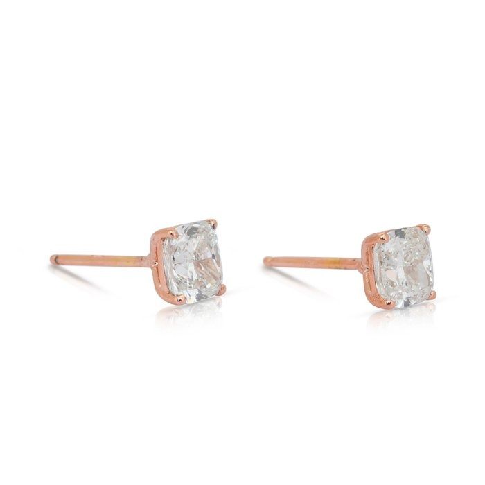 Refined 2.02ct Diamonds Stud Earrings in 18k Rose Gold - IGI Certified