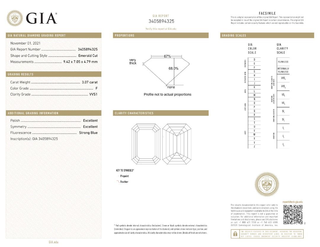 Refined 3.57ct Emerald & Trapezoid Diamond Ring in 18K White Gold - GIA Certified