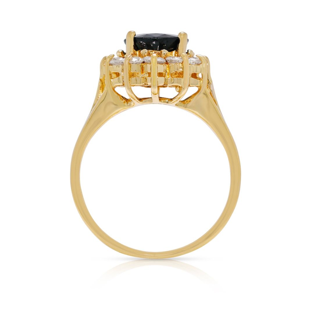 Regal 1.62ct Natural Blue Sapphire and Diamond Halo 18k Gold Ring