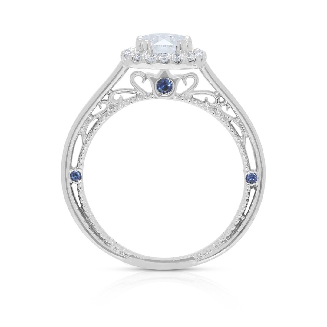 Regal Platinum Ring with 1.01ct Diamond & Sapphire Accents (New-Unworn) - AGS Certified