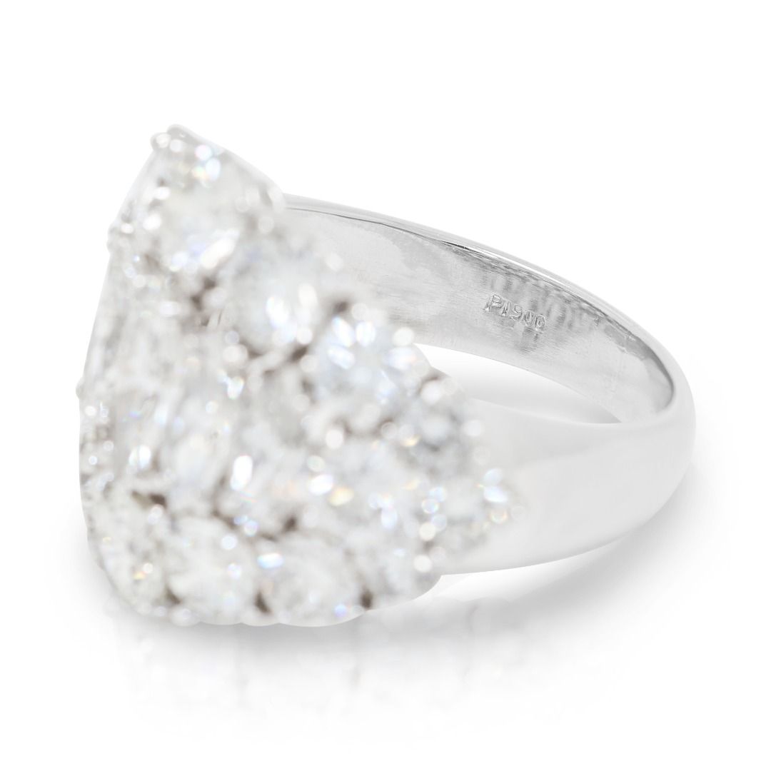 Resplendent 2.41ct Natural Diamond Cluster Statement Ring in Platinum