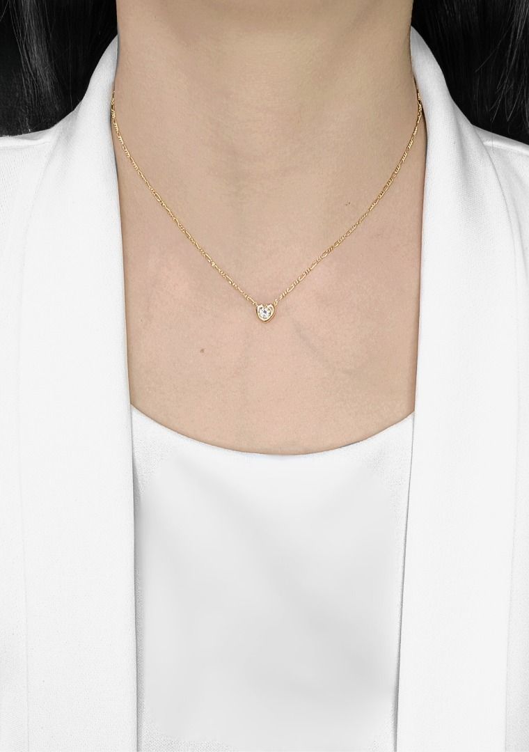 Romantic 0.23ct Natural Diamond Heart Necklace in 18K Yellow Gold