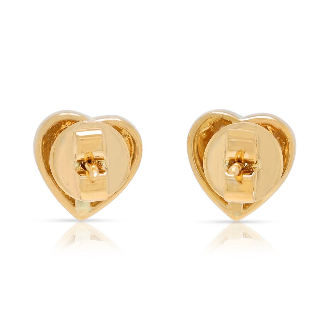 Romantische 0,25 ct natürliche Diamant-Rundschliff-Herzohrstecker aus 18K zweifarbigem Gold