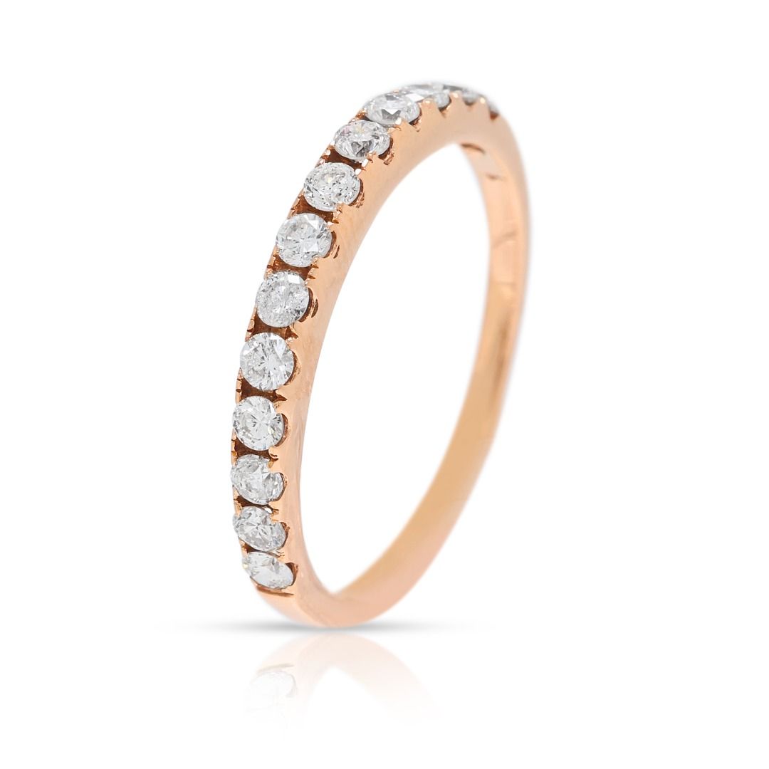 Romantic 0.35ct Natural Diamond Half-Eternity Ring in 18K Rose Gold