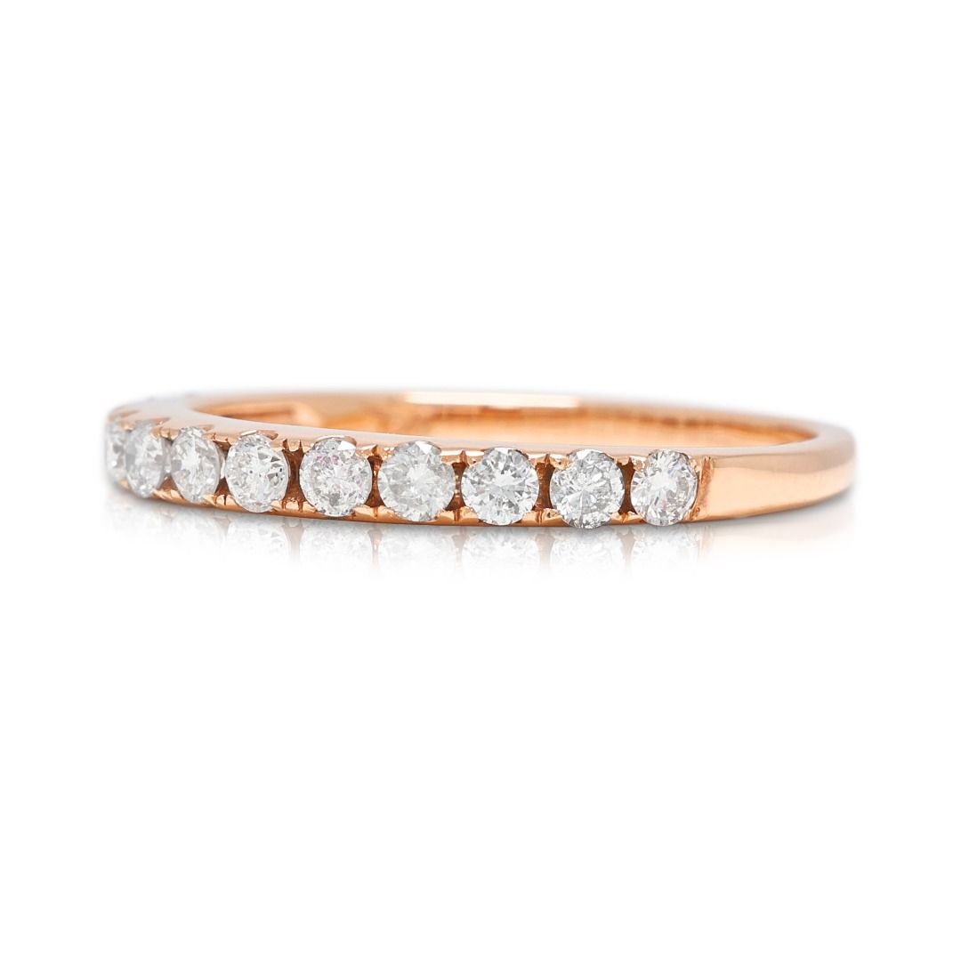 Romantic 0.35ct Natural Diamond Half-Eternity Ring in 18K Rose Gold