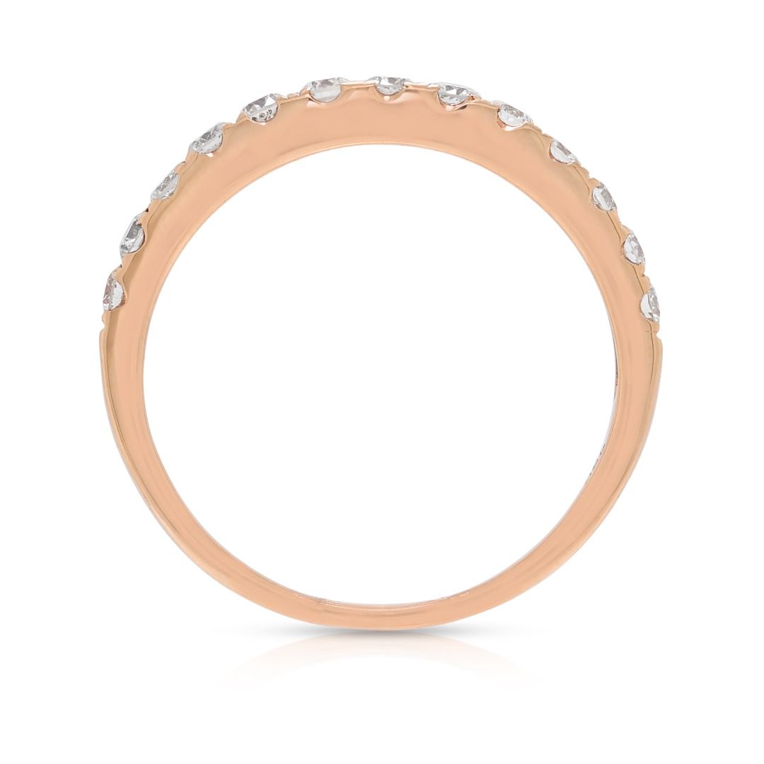 Romantic 0.35ct Natural Diamond Half-Eternity Ring in 18K Rose Gold