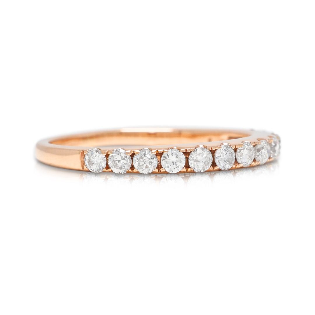 Romantic 0.35ct Natural Diamond Half-Eternity Ring in 18K Rose Gold