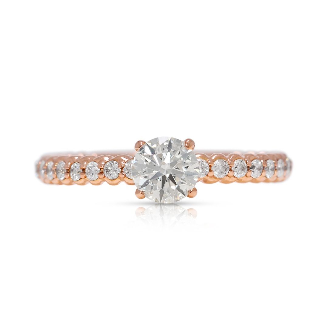 Romantic 0.41ct Diamond Pave Ring in 18K Rose Gold – GIA Certified