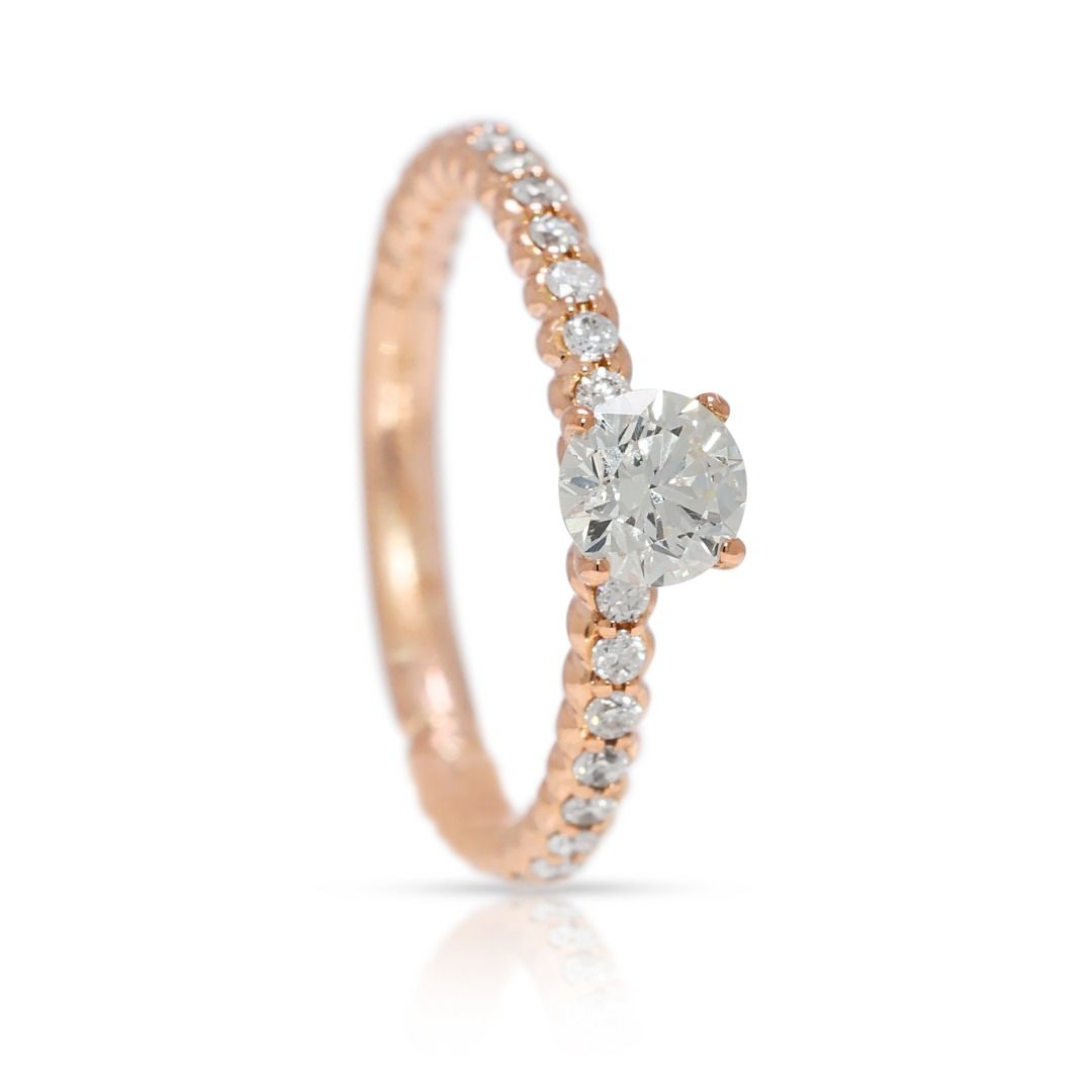 Romantic 0.41ct Diamond Pave Ring in 18K Rose Gold – GIA Certified