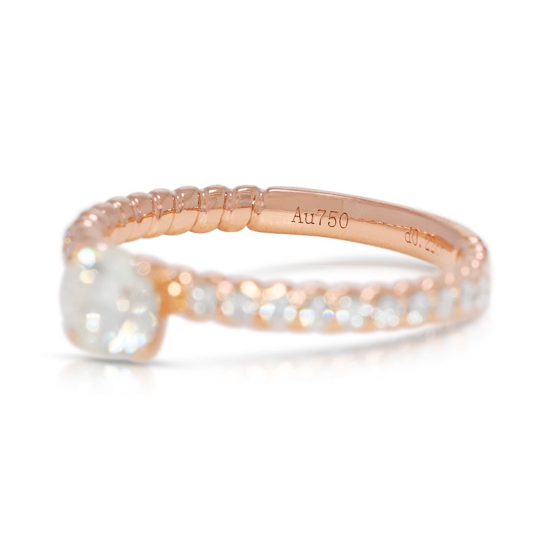 Romantic 0.41ct Diamond Pave Ring in 18K Rose Gold – GIA Certified