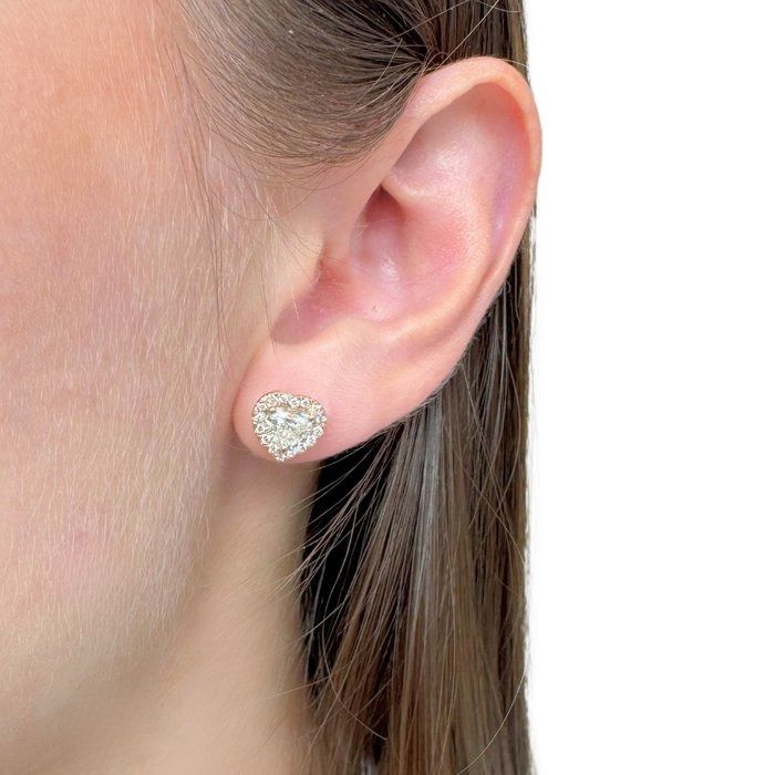 Romantic 1.28ct Diamonds Halo Stud Earrings in 18k Rose Gold - IGI Certified