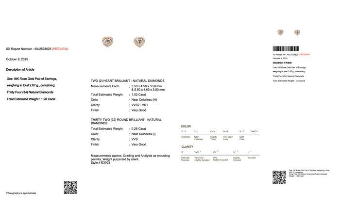 Romantic 1.28ct Diamonds Halo Stud Earrings in 18k Rose Gold - IGI Certified