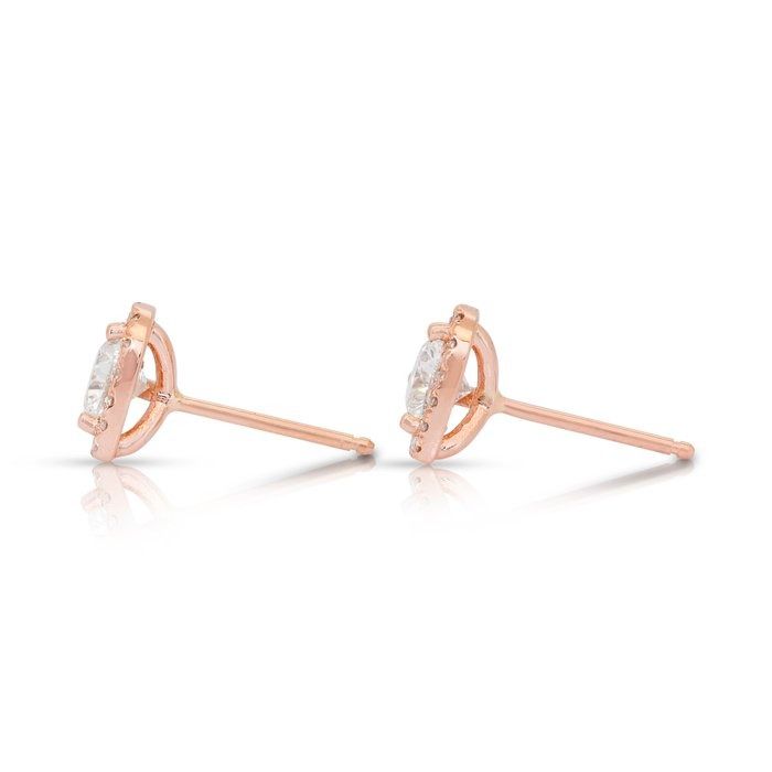 Romantic 1.28ct Diamonds Halo Stud Earrings in 18k Rose Gold - IGI Certified