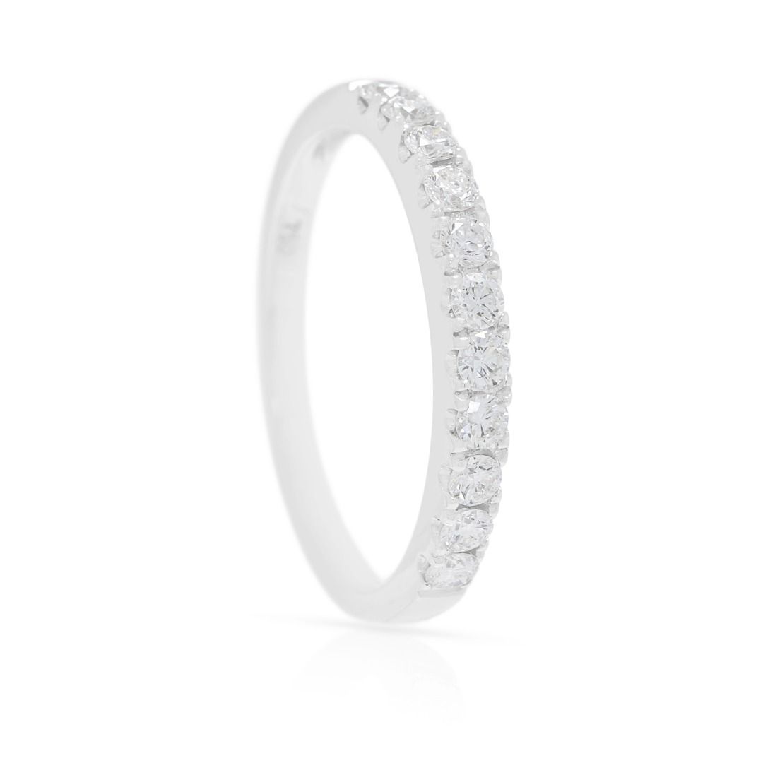 Scintillating 0.27ct Natural Diamond Round Brilliant Half-Eternity Band in 18K White Gold