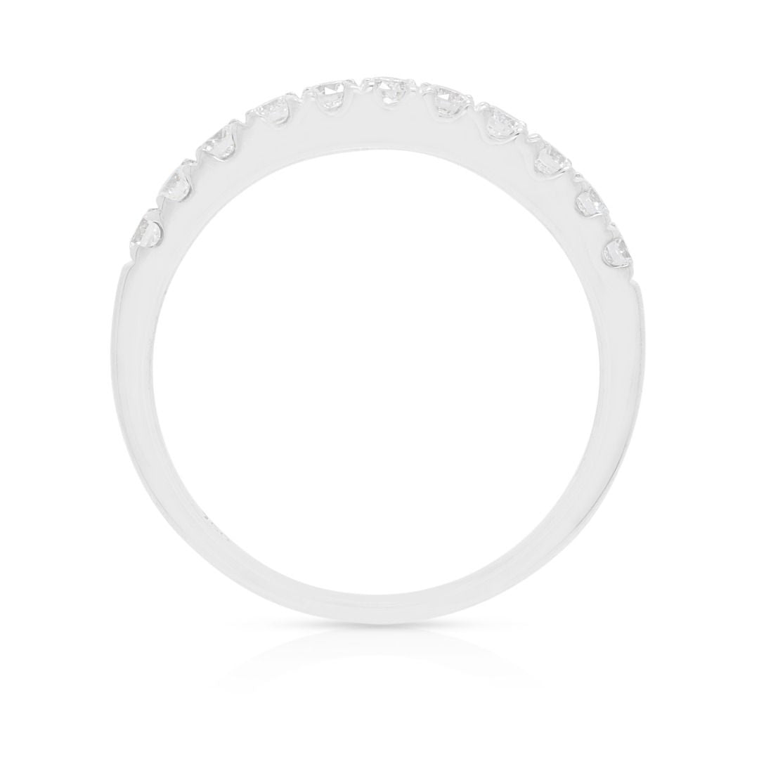 Scintillating 0.27ct Natural Diamond Round Brilliant Half-Eternity Band in 18K White Gold