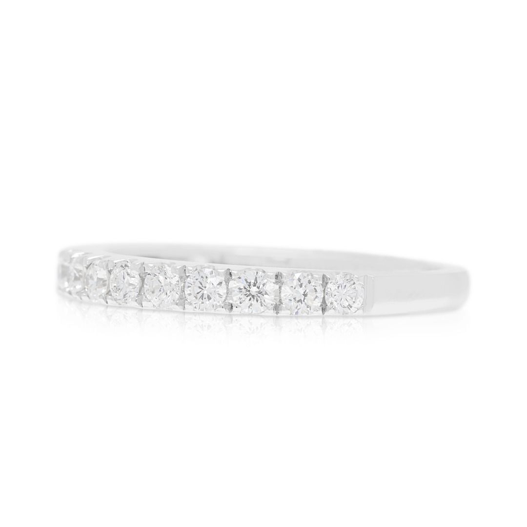 Scintillating 0.27ct Natural Diamond Round Brilliant Half-Eternity Band in 18K White Gold