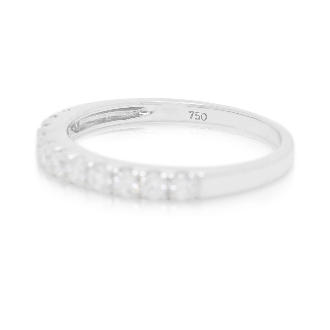 Scintillating 0.27ct Natural Diamond Round Brilliant Half-Eternity Band in 18K White Gold