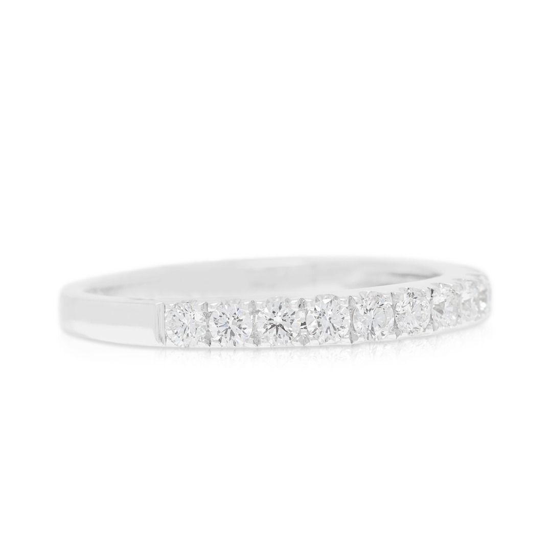 Scintillating 0.27ct Natural Diamond Round Brilliant Half-Eternity Band in 18K White Gold