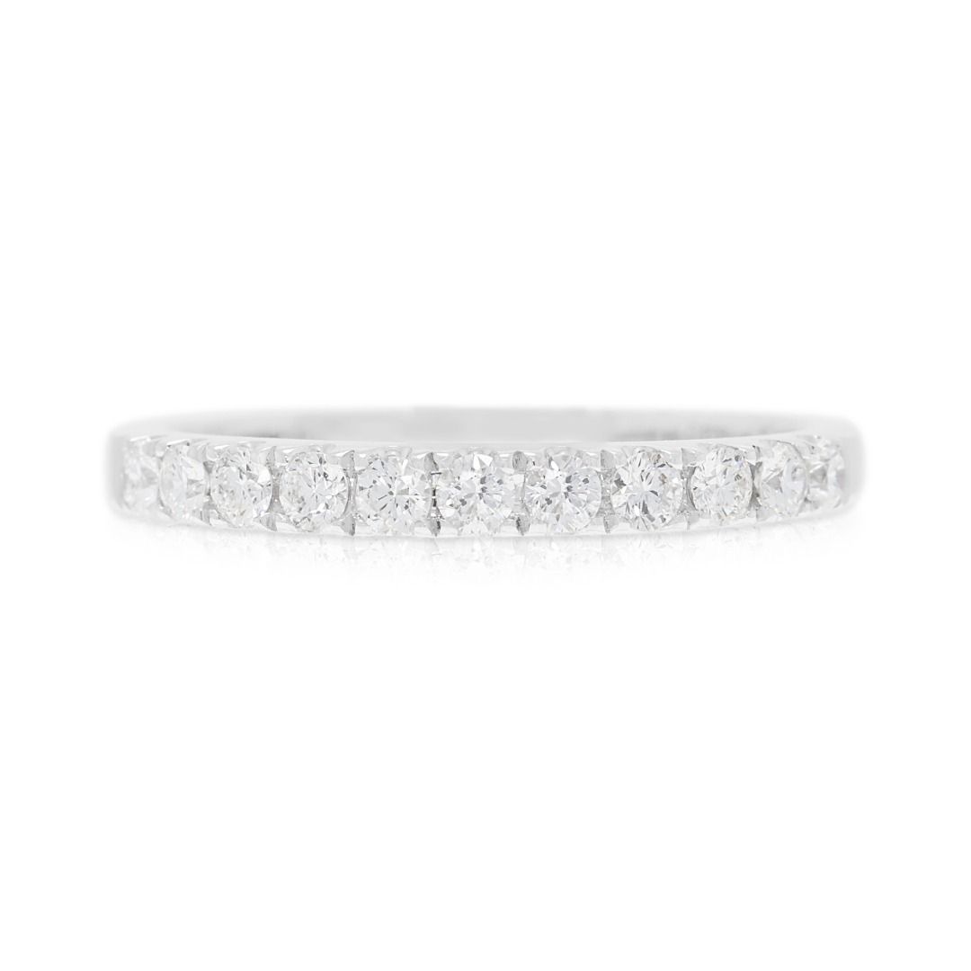Scintillating 0.27ct Natural Diamond Round Brilliant Half-Eternity Band in 18K White Gold