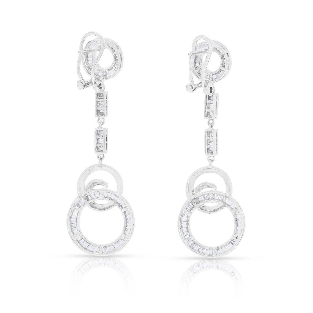 Sculpted 0.79ct Taper Diamond Drop Earrings in 18K White Gold (New-unworn)