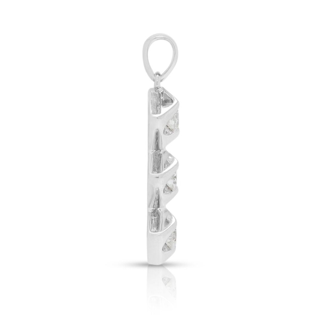 Sleek 0.38ct Three-Stone Diamond Pendant in 18K White Gold