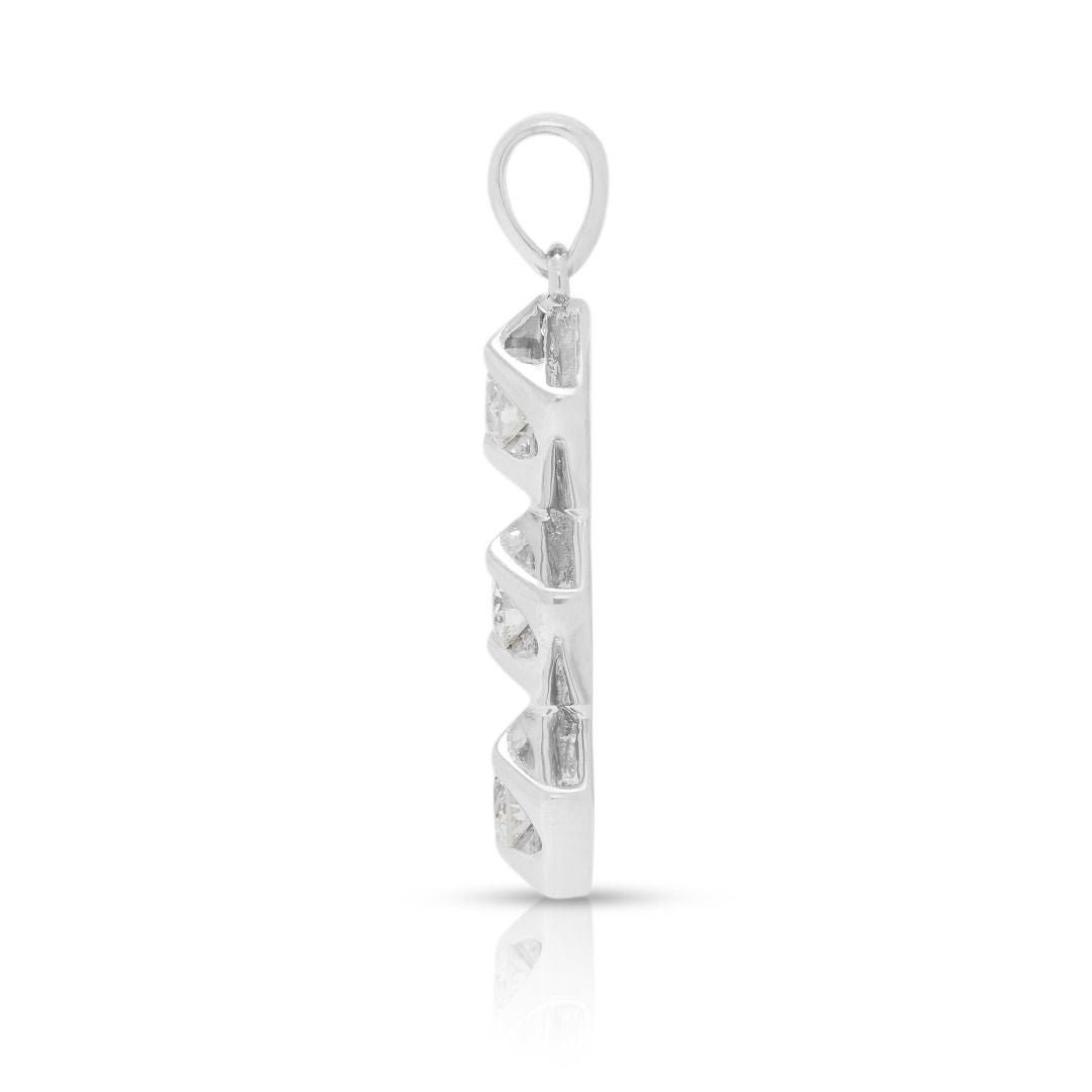 Sleek 0.38ct Three-Stone Diamond Pendant in 18K White Gold