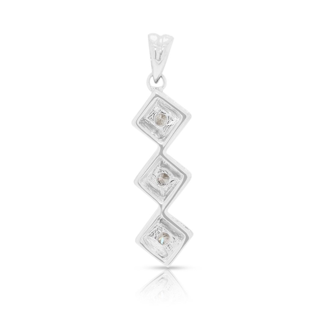 Sleek 0.38ct Three-Stone Diamond Pendant in 18K White Gold