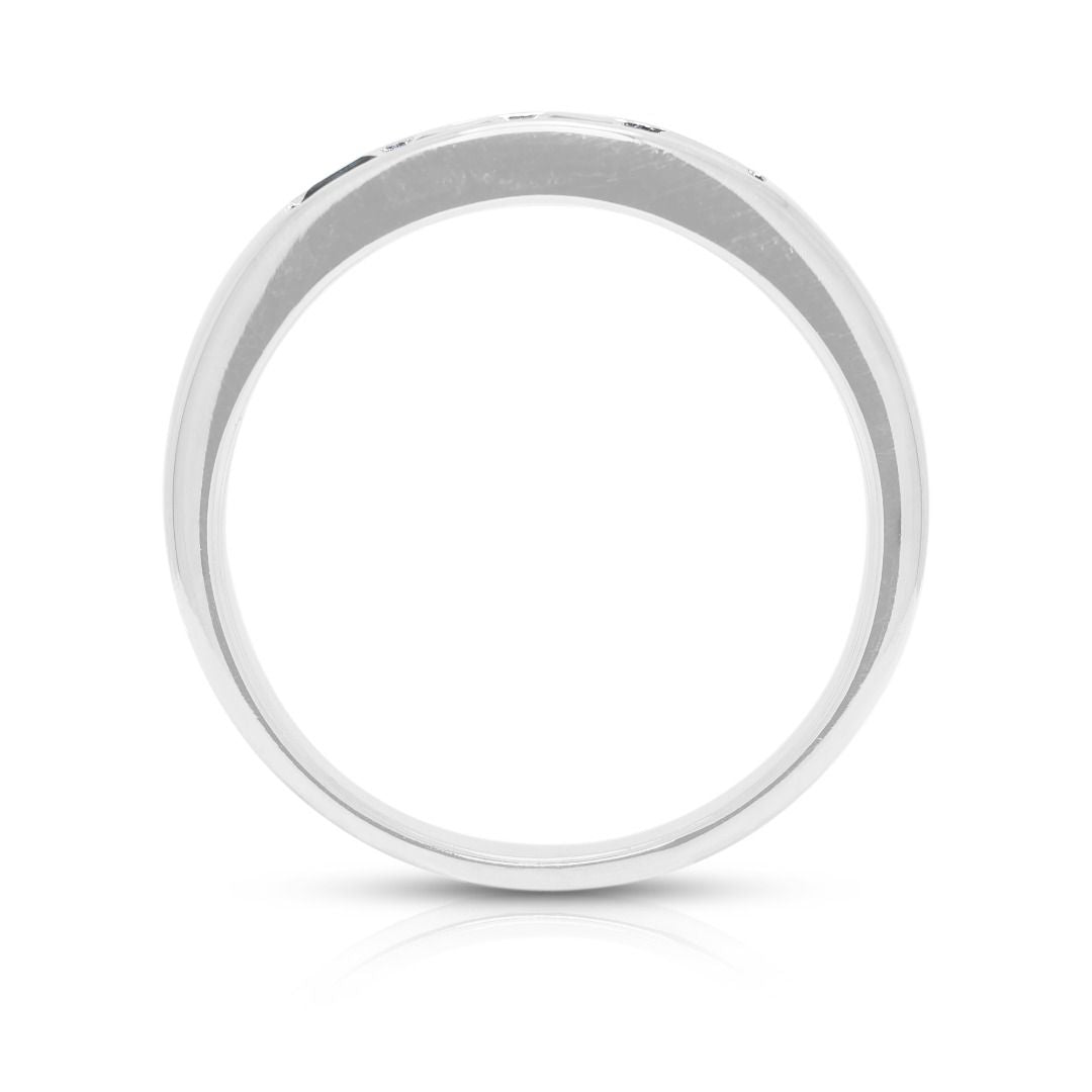 Sleek 0.40ct Blue Sapphire Princess Cut Channel Ring in 18K White Gold