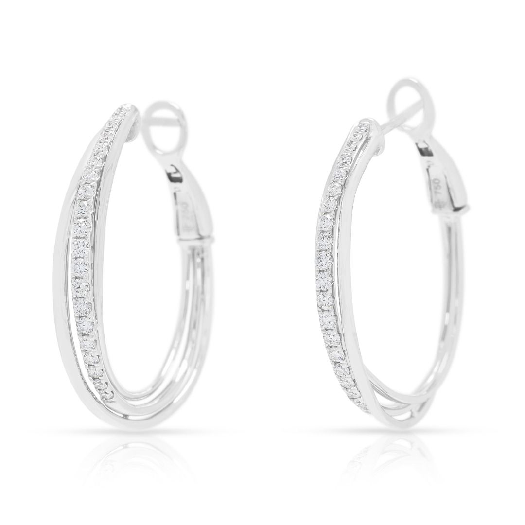 Elegante Destinee Creolen mit 0,48 ct Naturdiamanten in 18K Weißgold (Neu)