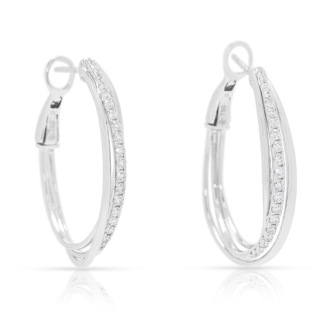 Elegante Destinee Creolen mit 0,48 ct Naturdiamanten in 18K Weißgold (Neu)