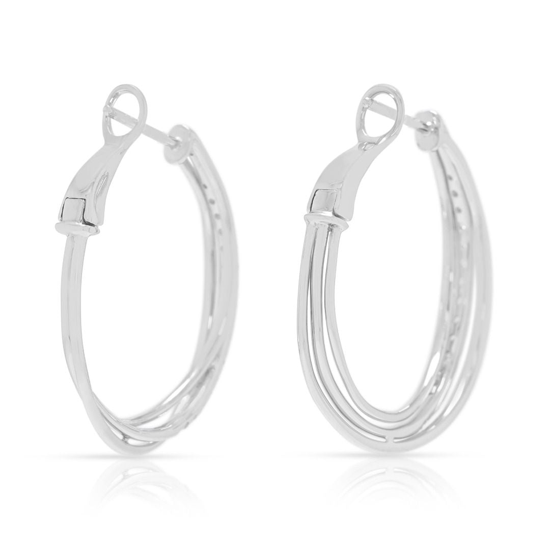 Elegante Destinee Creolen mit 0,48 ct Naturdiamanten in 18K Weißgold (Neu)