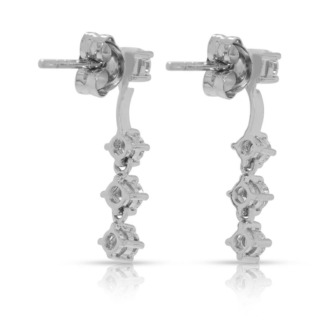 Sleek 0.58ct Gold Heart Celestial Diamond Drop Earrings in 18K White Gold