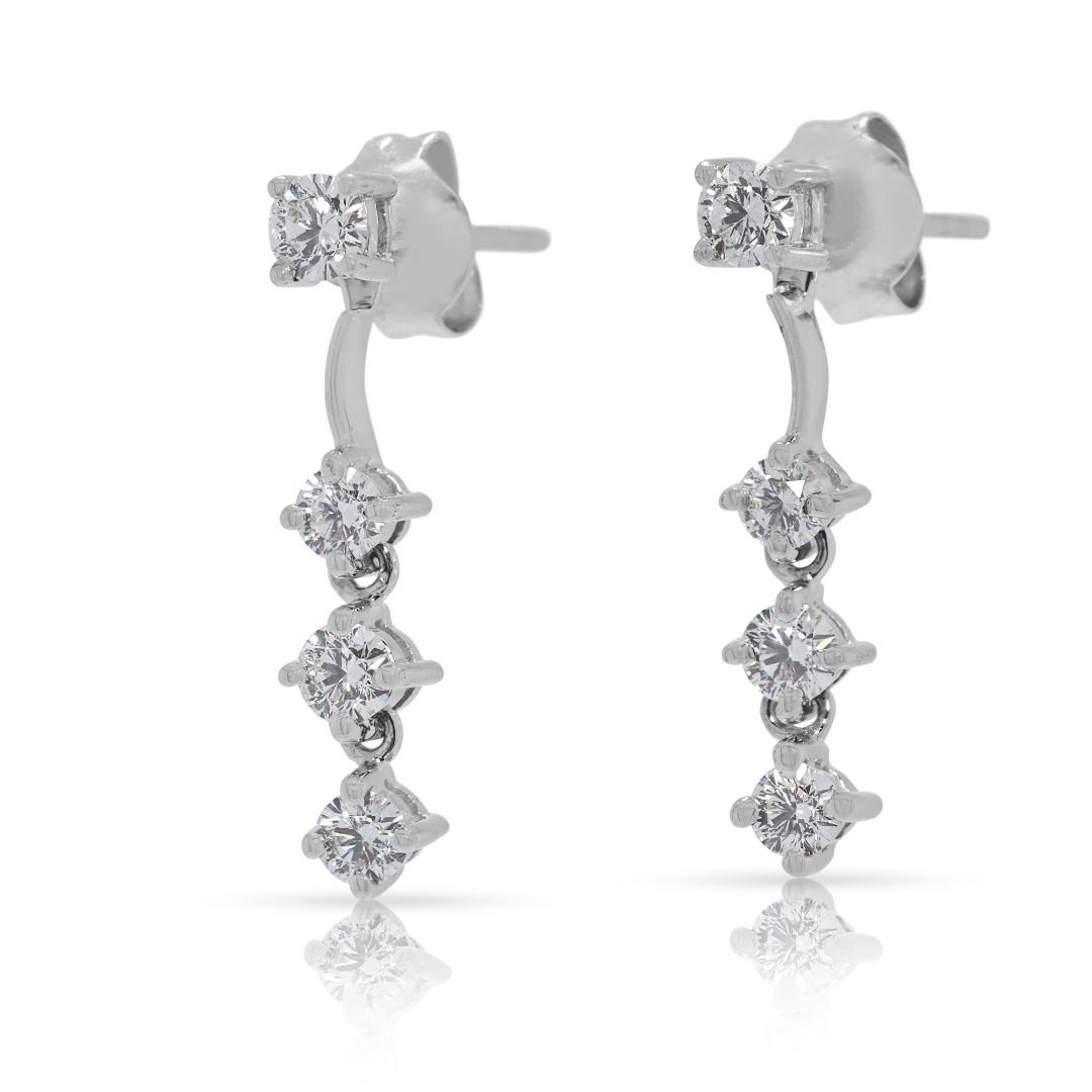 Sleek 0.58ct Gold Heart Celestial Diamond Drop Earrings in 18K White Gold