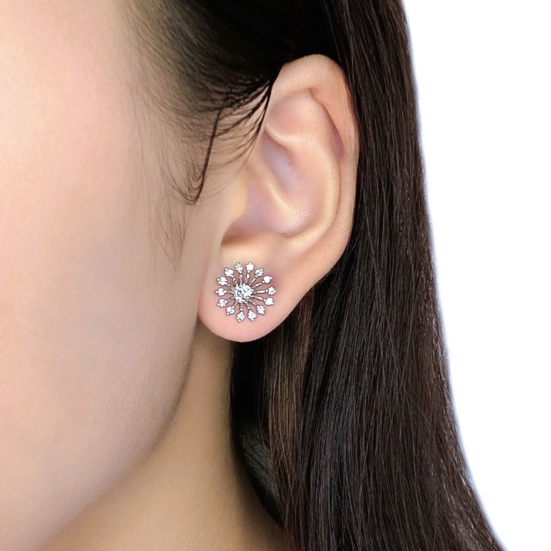 Sleek 0.64ct Natural Diamond 18K White Gold Stud Earrings