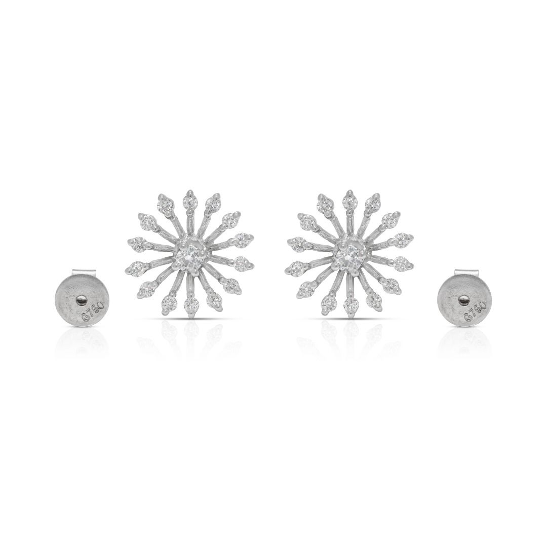Sleek 0.64ct Natural Diamond 18K White Gold Stud Earrings