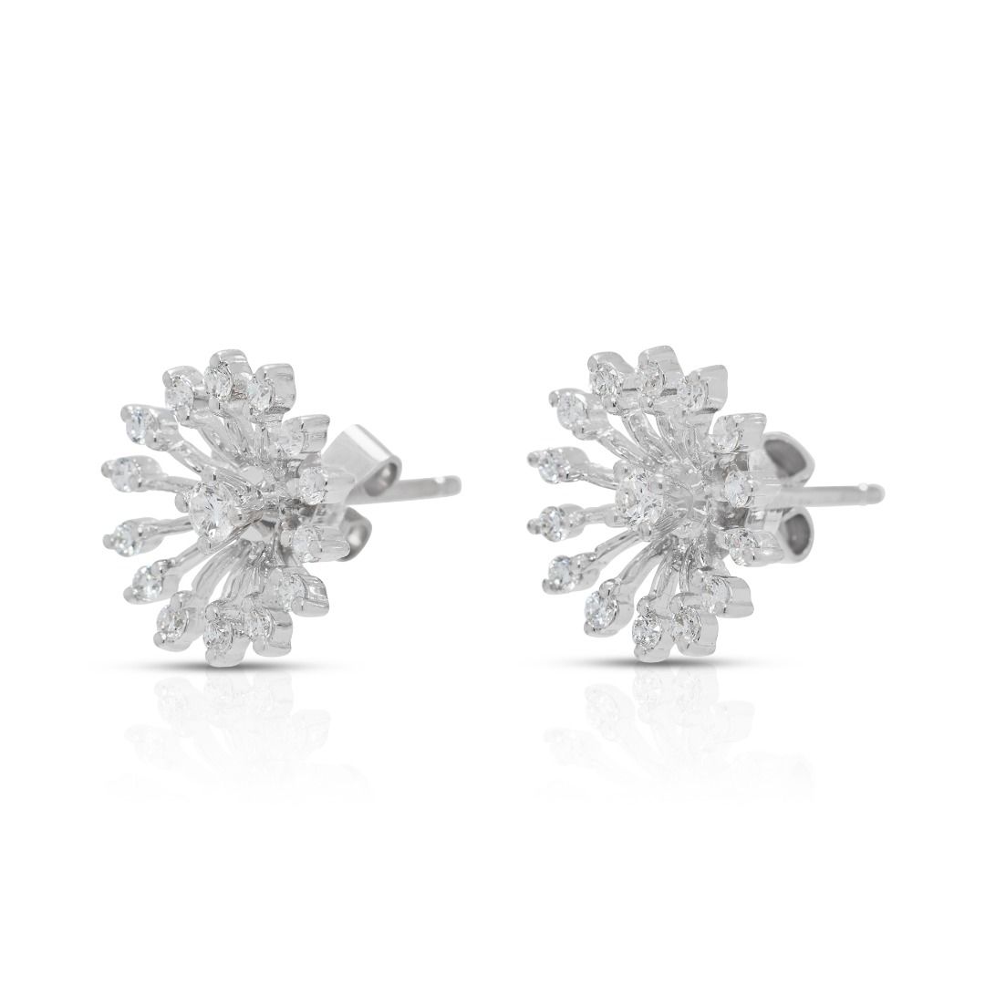 Sleek 0.64ct Natural Diamond 18K White Gold Stud Earrings