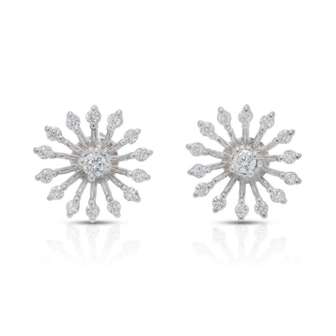 Sleek 0.64ct Natural Diamond 18K White Gold Stud Earrings