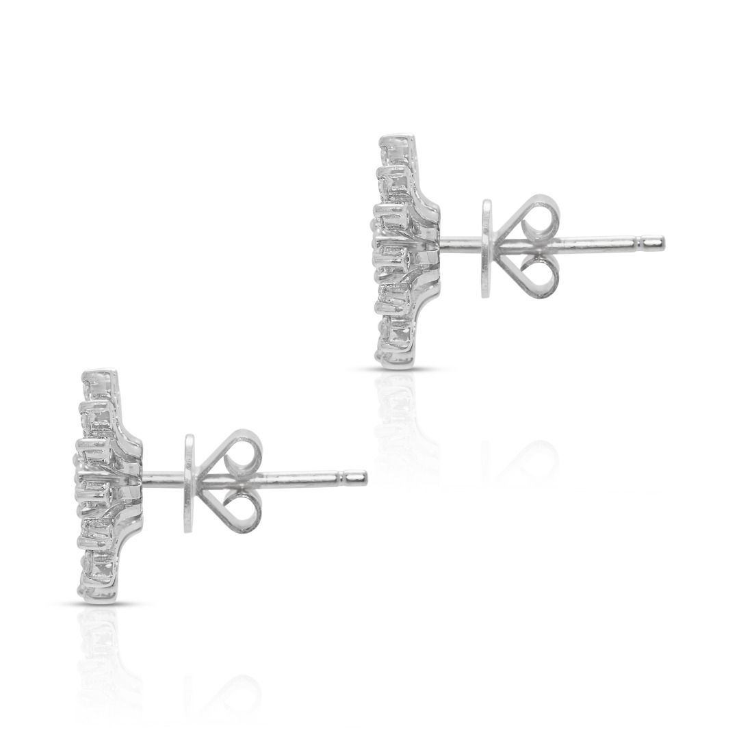 Sleek 0.64ct Natural Diamond 18K White Gold Stud Earrings