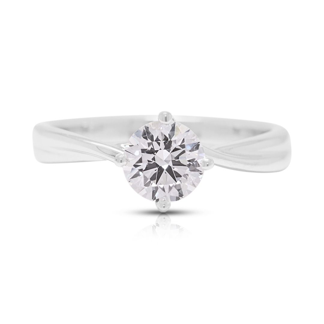 Sleek 0.73ct Lab Diamond Solitaire Ring in 18K White Gold - IGI Certified