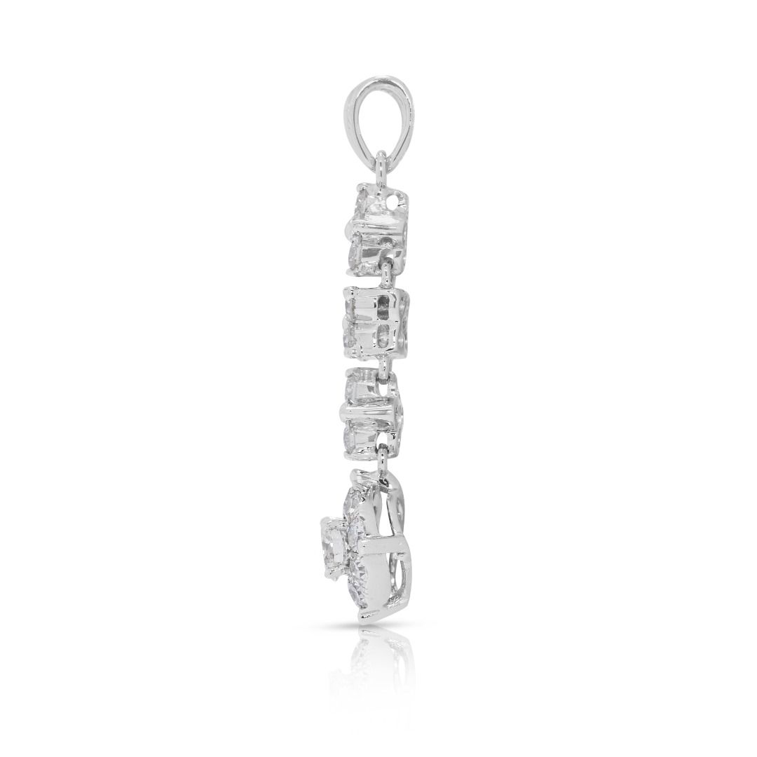 Sleek 0.88ct Natural Diamond Drop 18K White Gold Pendant