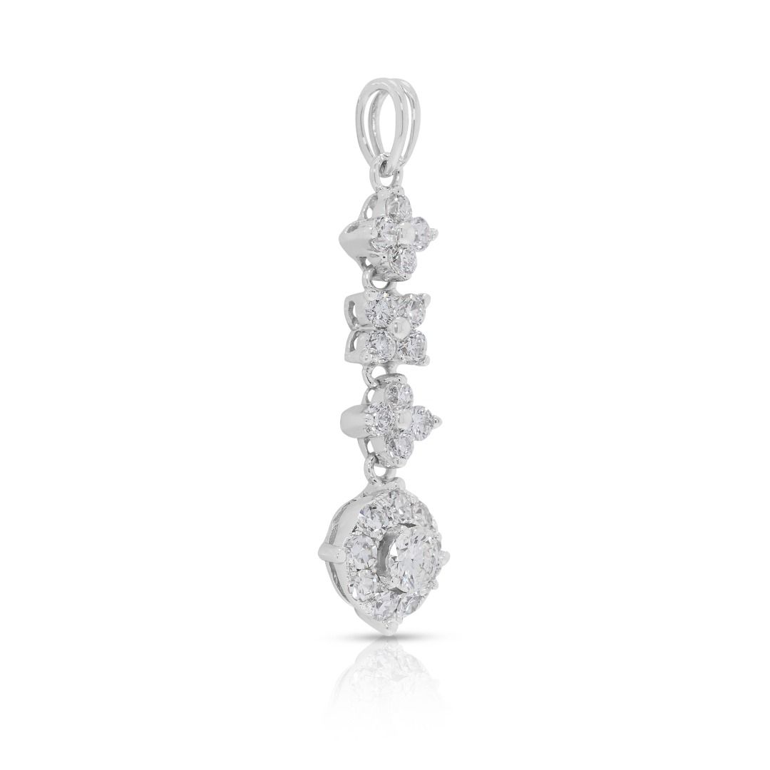 Sleek 0.88ct Natural Diamond Drop 18K White Gold Pendant
