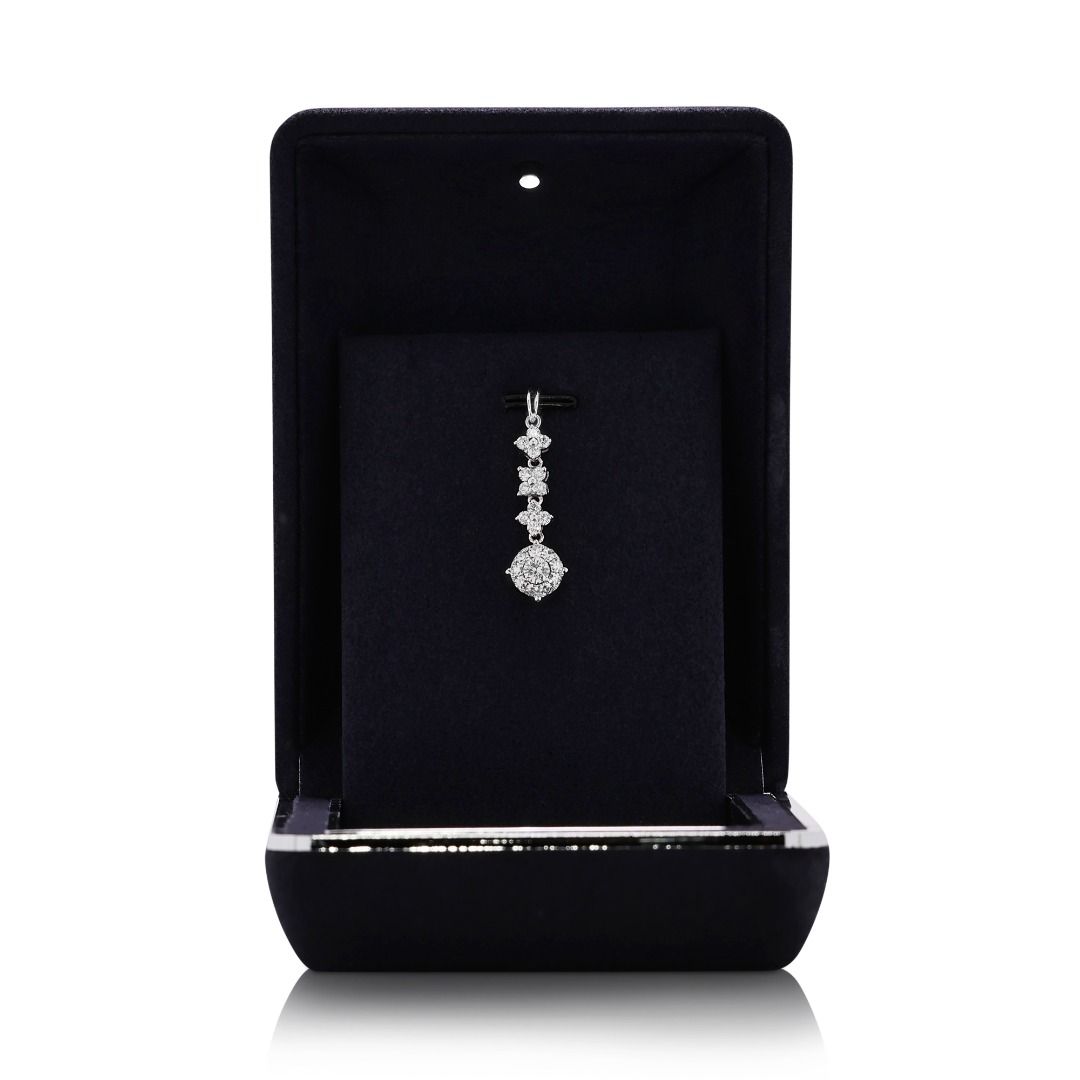 Sleek 0.88ct Natural Diamond Drop 18K White Gold Pendant