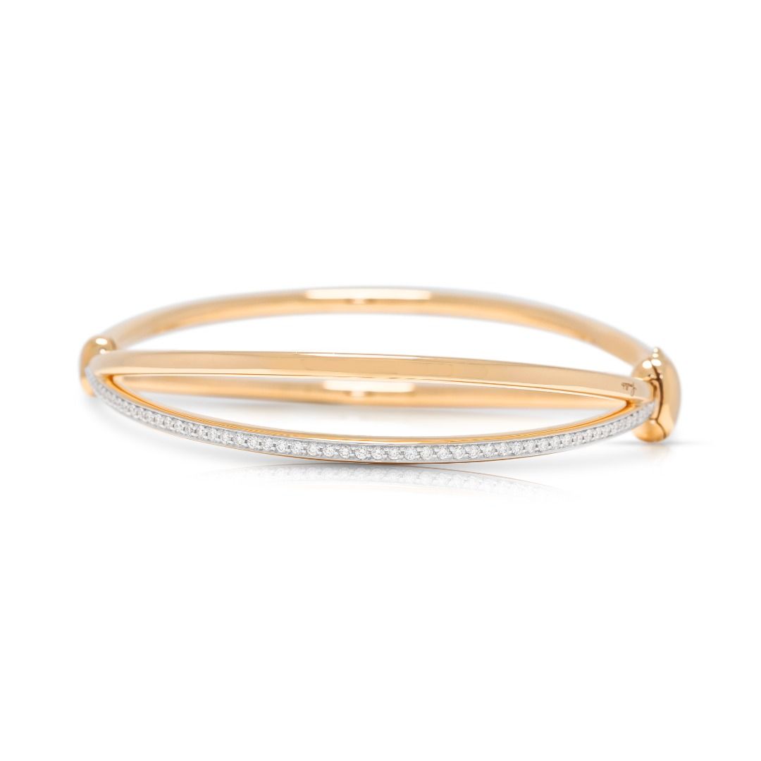 Sleek 0.90ct Diamond Pomellato Together Bangle in 18K Two-Tone Gold (New) With Box and Certificate