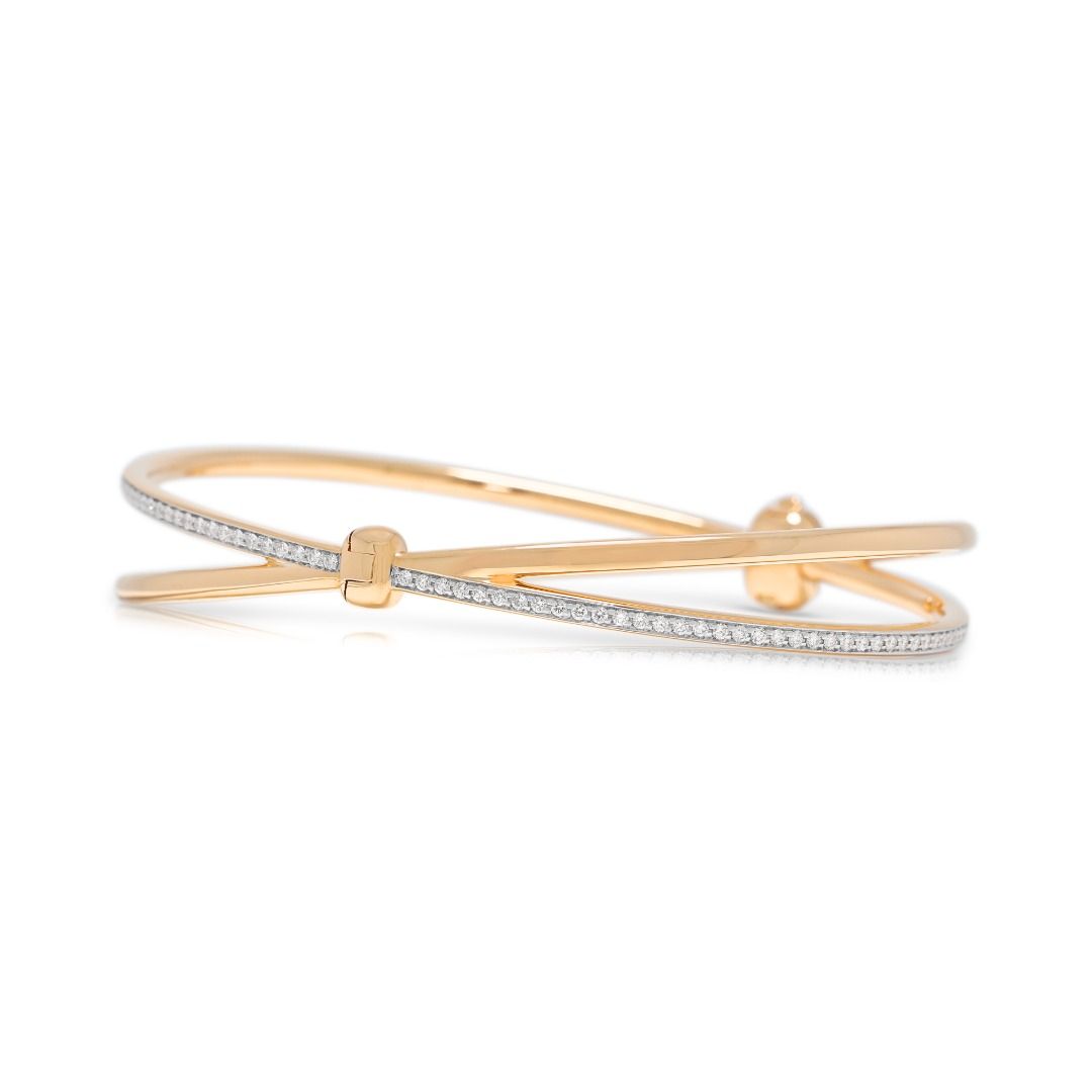 Sleek 0.90ct Diamond Pomellato Together Bangle in 18K Two-Tone Gold (New) With Box and Certificate