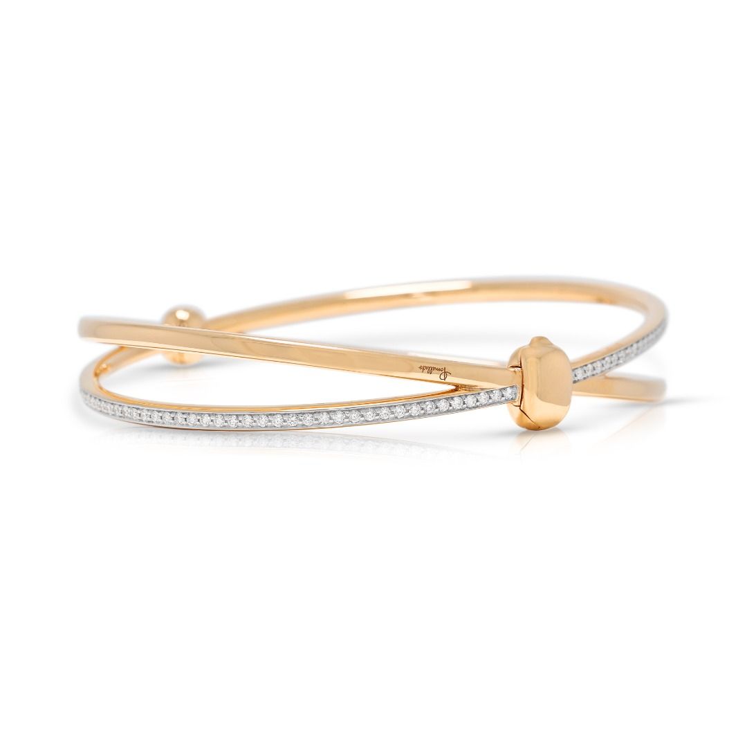 Sleek 0.90ct Diamond Pomellato Together Bangle in 18K Two-Tone Gold (New) With Box and Certificate