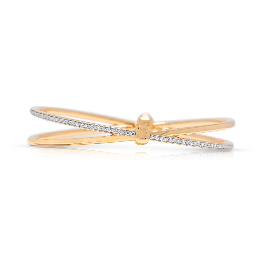 Sleek 0.90ct Diamond Pomellato Together Bangle in 18K Two-Tone Gold (New) With Box and Certificate