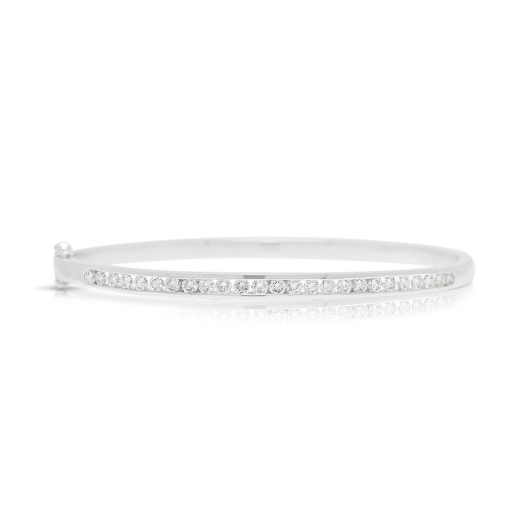 Sleek 0.90ct Diamonds Channel-Set Bangle in 18K White Gold